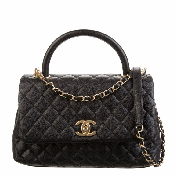 CHANEL Black Quilted Shoulder Bag with Gold Chain - Picture 1 of 8